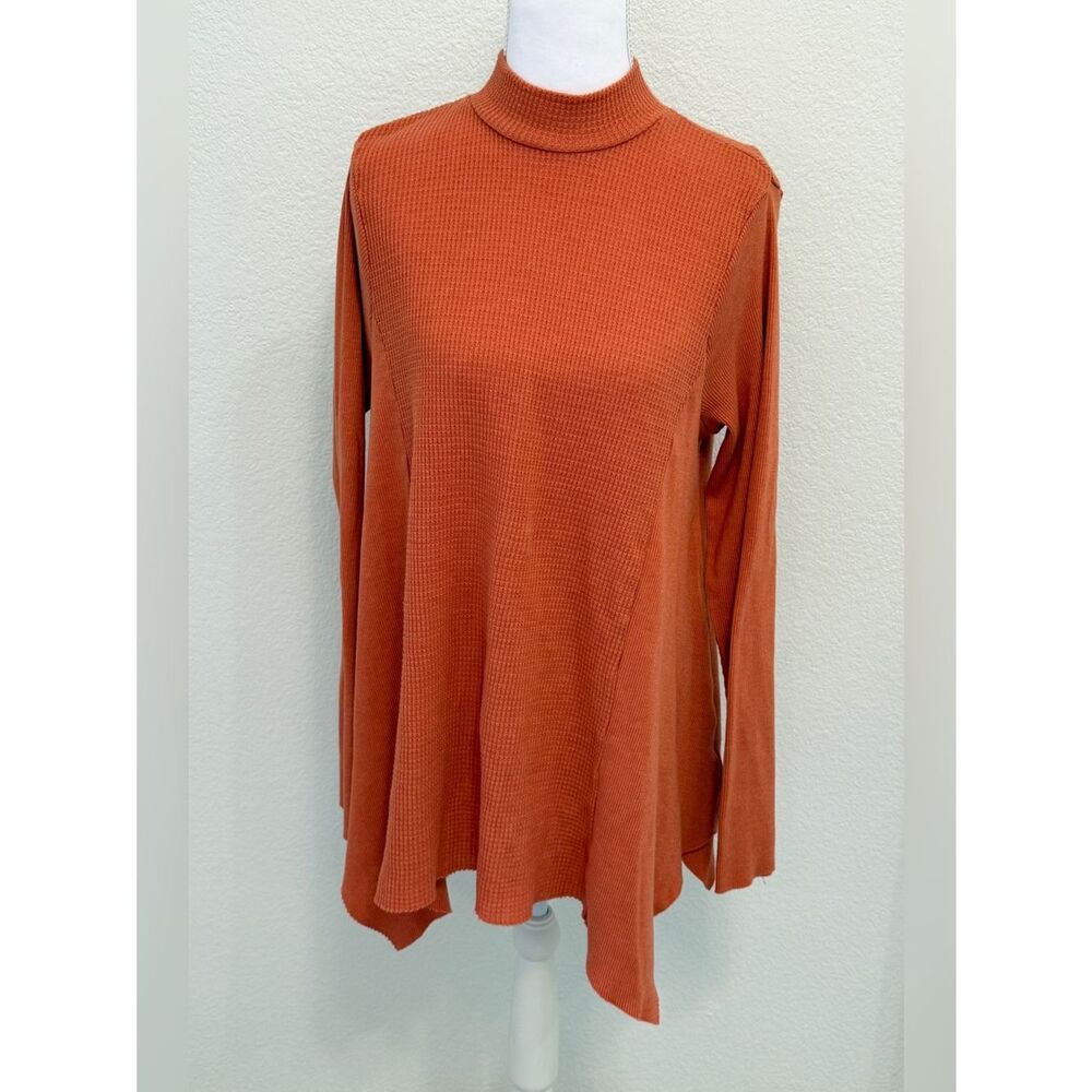 Anthropologie‎ t.la Mock Neck Long Sleeve Waffle Top